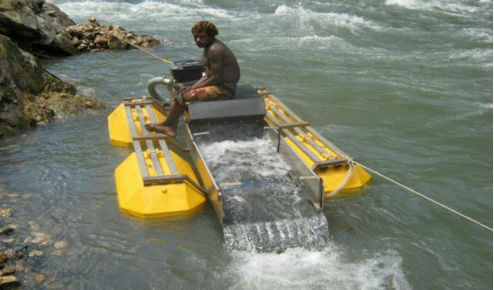 small floating dredge